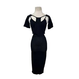 Rehab Black Cut Out Bodycon Midi Dress size M